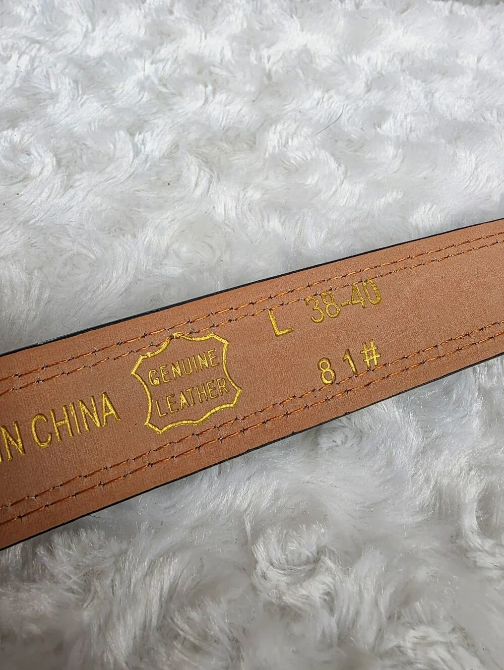 Classic Black Leather Men's Belt with Contrast Stitching Size Large 38-40